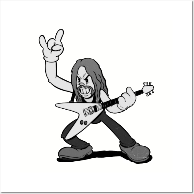 Metal singer in 1930s rubber hose cartoon cuphead style! Wall Art by Kevcraven